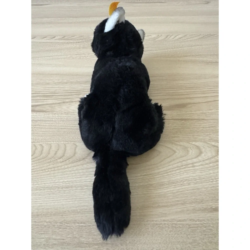 Vintage Steiff Mimmi Katze Cat Plush Lying Black White 30cm EAN 099502